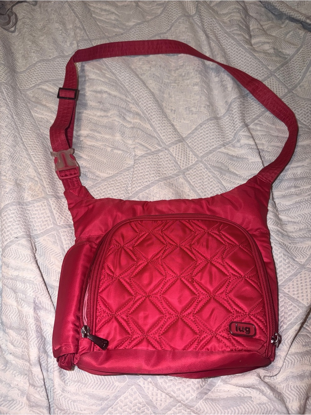 lug sidecar Quilted Crossbody Bag in hot pink